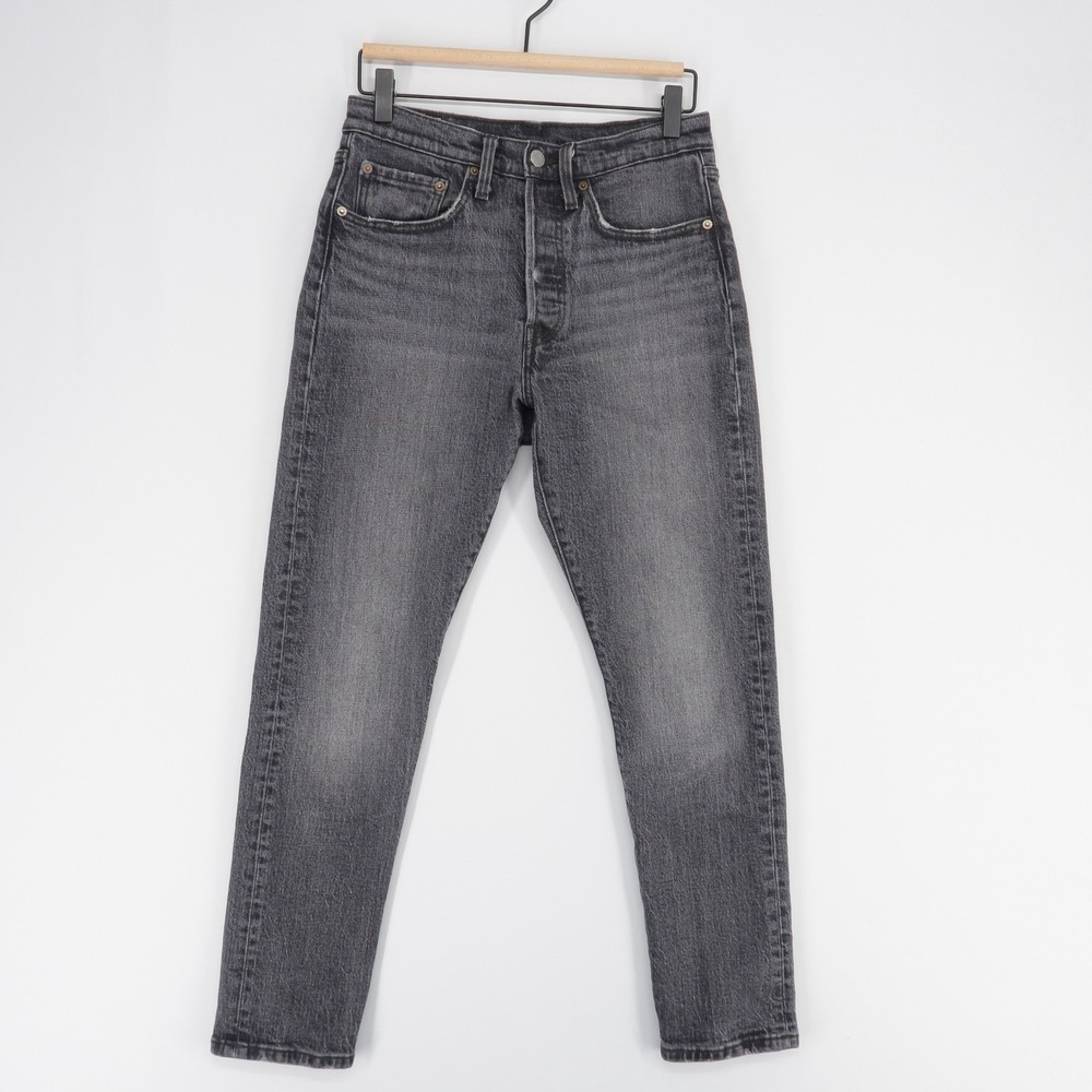 Levis 501 Skinny Jeans Womens 26 Black High Rise Button Fly Stretch Premium